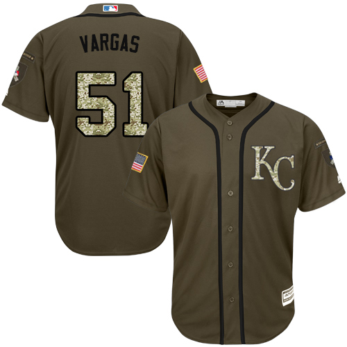 Royals #51 Jason Vargas Green Salute to Service Stitched MLB Jersey
